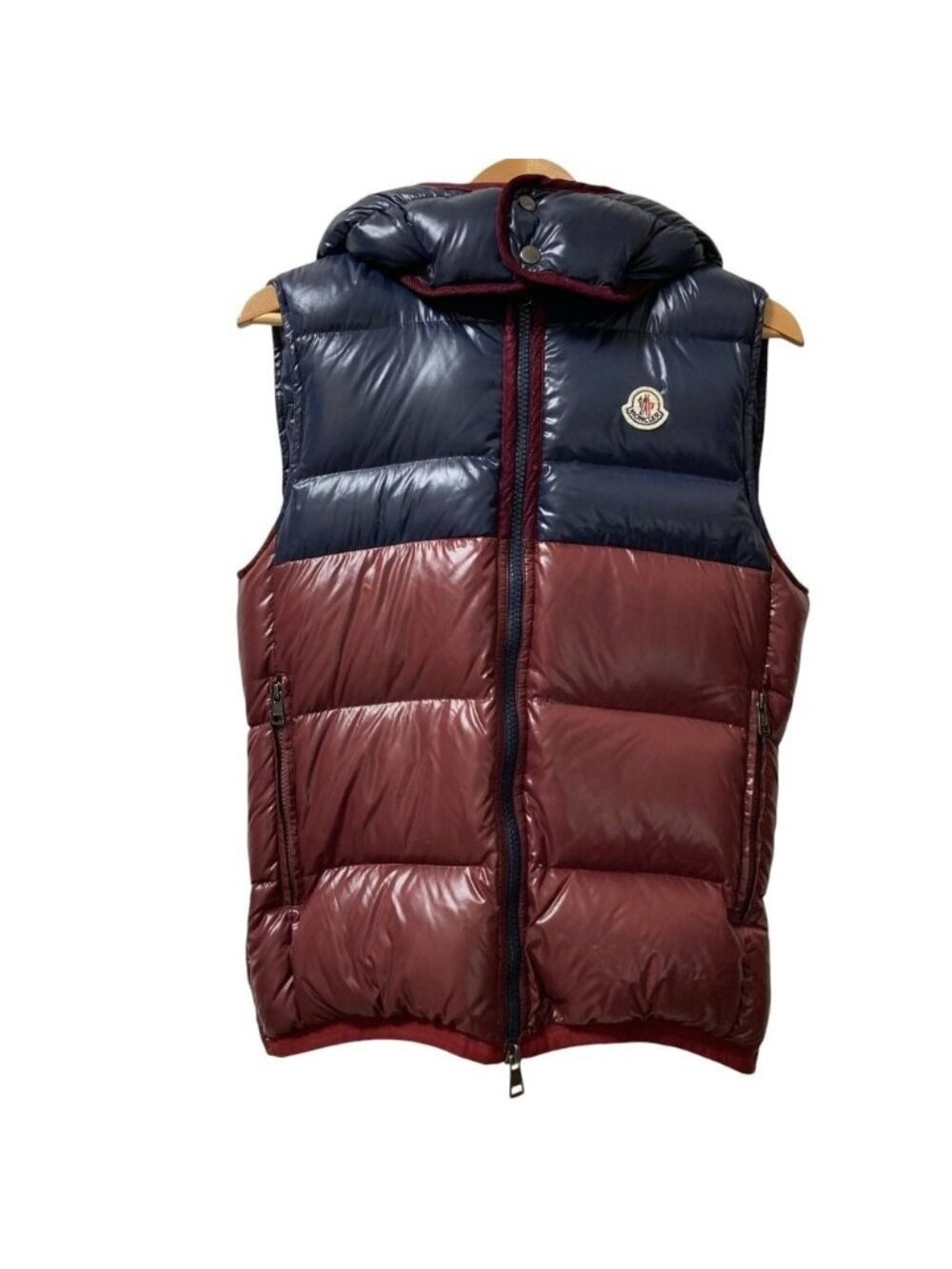 Moncler Balmat Hooded Down Vest Gilet 1 Navy Red Hoodie
